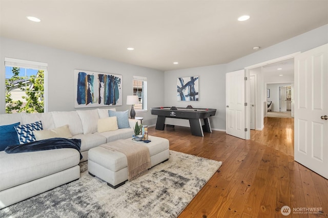 16148 Parkside Way SE, Renton, WA 98058 - living room with recessed lighting, wood finished floors, and baseboards