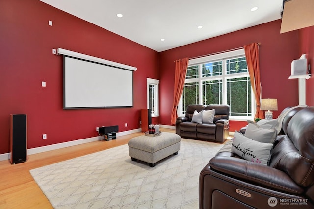 18737 63rd Ave NE, Kenmore, WA 98028 - home theater room featuring light wood-style floors, recessed lighting, and baseboards