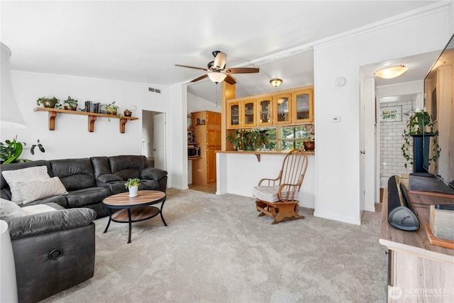41515 Larson Dr, Gold Bar, WA 98251 - living room with ceiling fan and light colored carpet