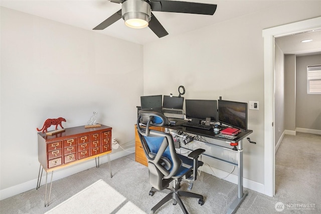 458 SW 111th Pl, Seattle, WA 98146 - carpeted office featuring baseboards and ceiling fan