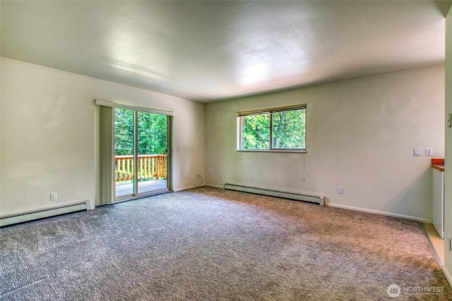 101 Tomihi Dr, Orcas Island, WA 98245 - carpeted empty room featuring a baseboard radiator, healthy amount of natural light, and baseboards