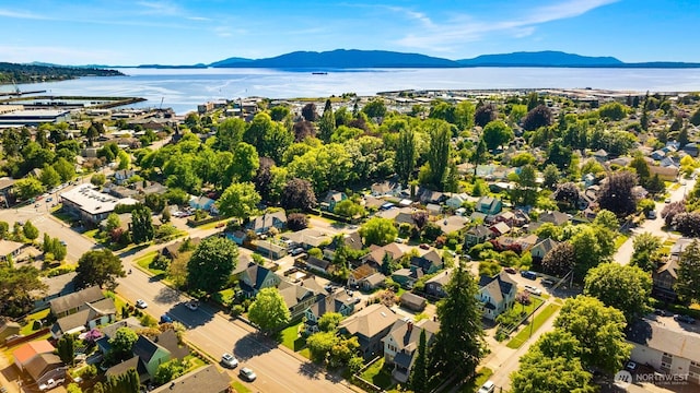 2321 Elm St, Bellingham, WA 98225 - aerial view of residential area with a water and mountain view
