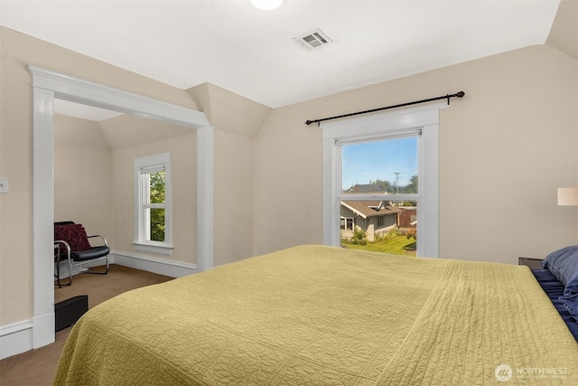 2321 Elm St, Bellingham, WA 98225 - bedroom with vaulted ceiling and carpet flooring