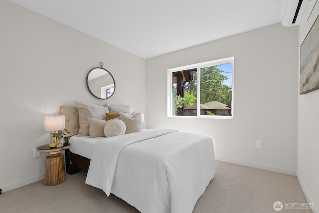 5041 Bowen Pl S, Seattle, WA 98118 - bedroom featuring a wall unit AC, carpet flooring, and baseboards