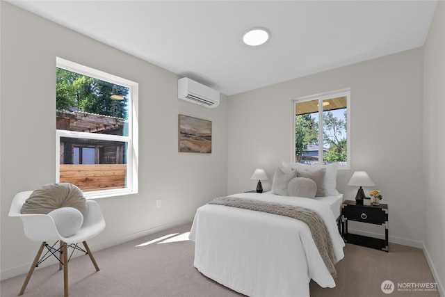 5041 Bowen Pl S, Seattle, WA 98118 - carpeted bedroom featuring an AC wall unit and baseboards
