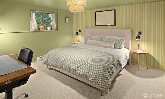 1083 N Vista Del Monte St, Camano Island, WA 98282 - carpeted bedroom with baseboards, baseboard heating, and an office area