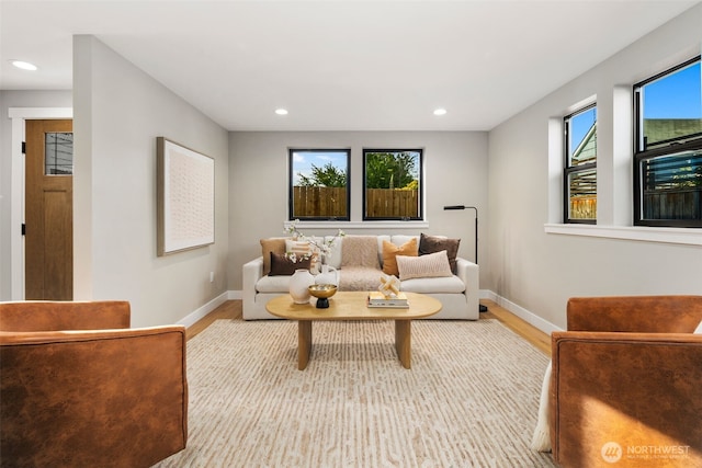 3720 36th Ave SW Unit B, Seattle, WA 98126 - living area with wood finished floors, baseboards, and recessed lighting
