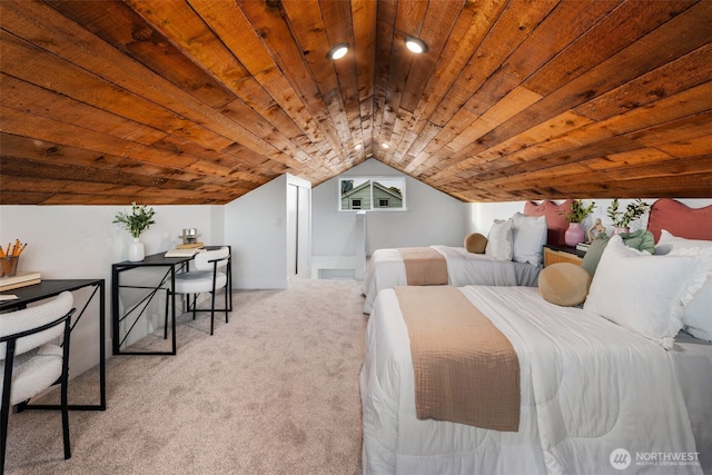3722 36th Ave SW, Seattle, WA 98126 - bedroom featuring wooden ceiling, carpet flooring, and vaulted ceiling