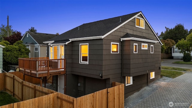 3722 36th Ave SW, Seattle, WA 98126 - view of front of property with a wooden deck and roof with shingles