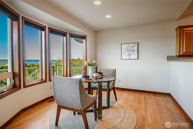 8022 Makah Rd, Blaine, WA 98230 - dining space featuring recessed lighting, baseboards, and light wood-style floors