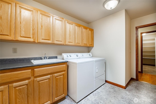 8022 Makah Rd, Blaine, WA 98230 - laundry room with washer and clothes dryer, cabinet space, and baseboards