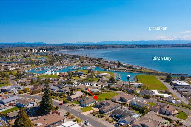 8022 Makah Rd, Blaine, WA 98230 - aerial perspective of suburban area featuring a water and mountain view