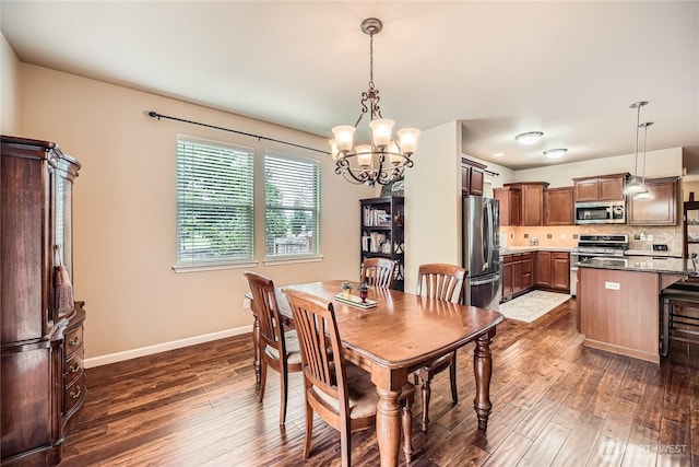 4306 Maple St SE, Olympia, WA 98501 - dining area featuring a chandelier and dark wood-style flooring