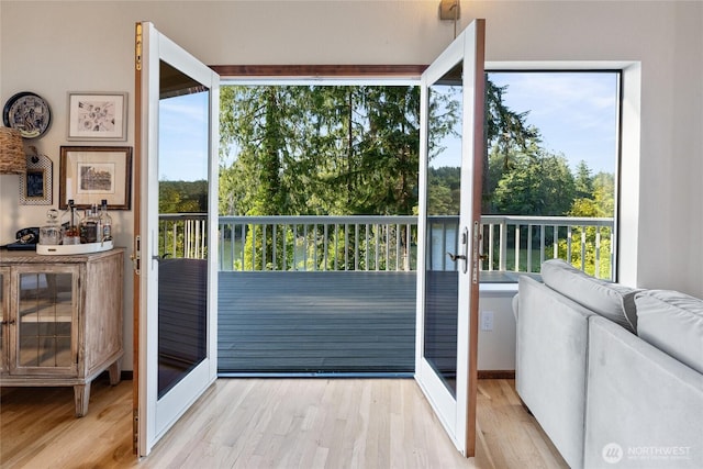 19709 Whiteman Cove Rd SW, Longbranch, WA 98351 - doorway to outside featuring wood finished floors, plenty of natural light, and french doors