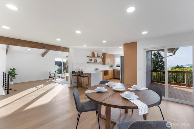 28830 11th Ave S, Federal Way, WA 98003 - dining space with recessed lighting, light wood-style floors, beam ceiling, and baseboards