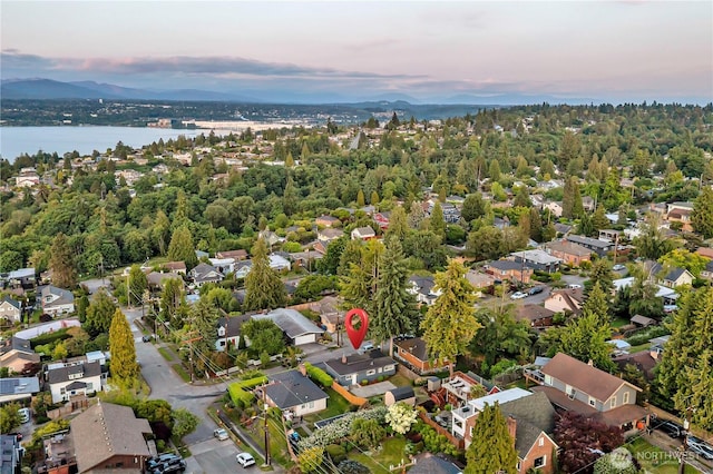 10209 65th Ave S, Seattle, WA 98178 - aerial view at dusk of a residential view and a water and mountain view