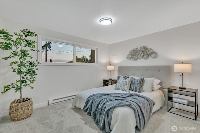 10209 65th Ave S, Seattle, WA 98178 - bedroom featuring a baseboard radiator, carpet, and baseboards