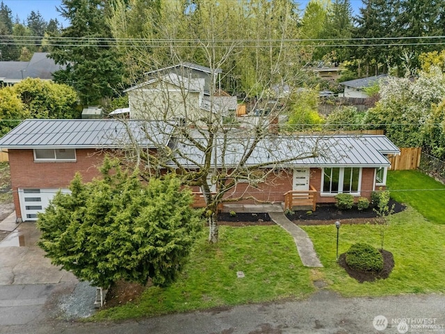 8421 240th St SW, Edmonds, WA 98020 - ranch-style house featuring a standing seam roof, metal roof, and brick siding