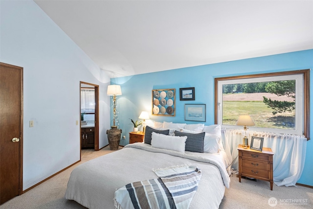 10601 87th Ct, Anderson Island, WA 98303 - bedroom featuring light colored carpet and lofted ceiling