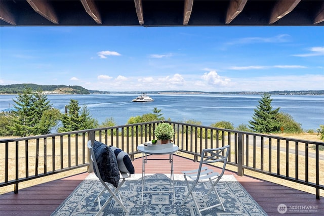 10601 87th Ct, Anderson Island, WA 98303 - wooden deck featuring a water view