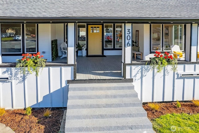 306 3rd St, Sultan, WA 98294 - property entrance with a porch and a shingled roof
