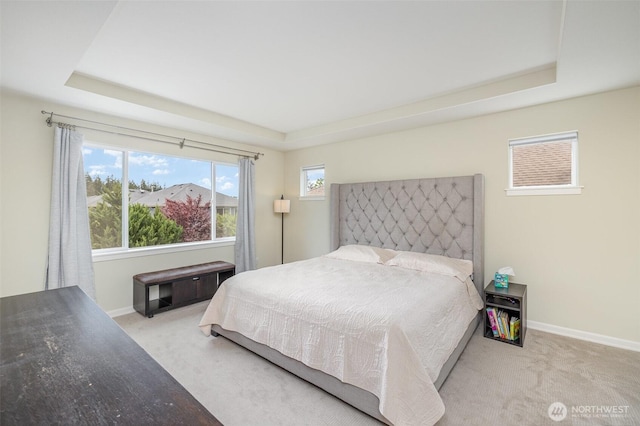 17376 NE 119th Way, Redmond, WA 98052 - bedroom with a tray ceiling, carpet floors, and baseboards