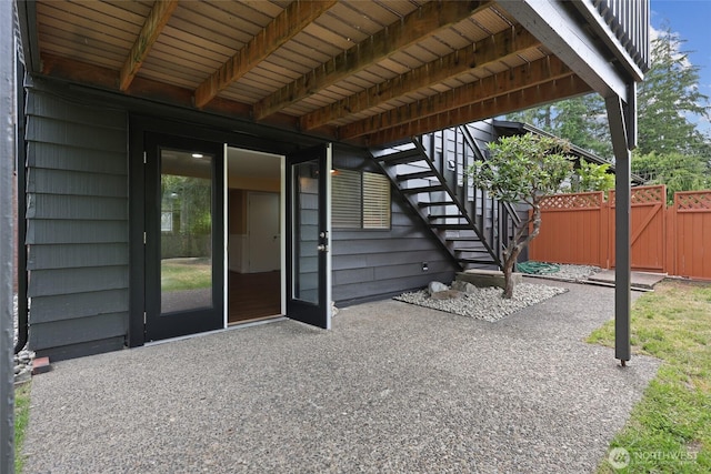 104 Hawthorn Ln, Shelton, WA 98584 - view of patio / terrace featuring stairs and a gate