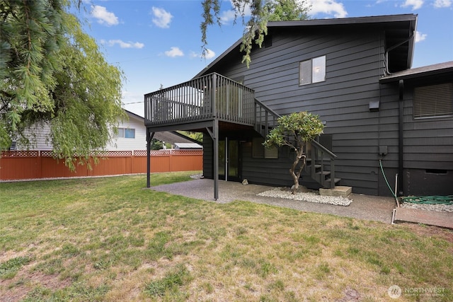 104 Hawthorn Ln, Shelton, WA 98584 - rear view of property with a wooden deck and a patio