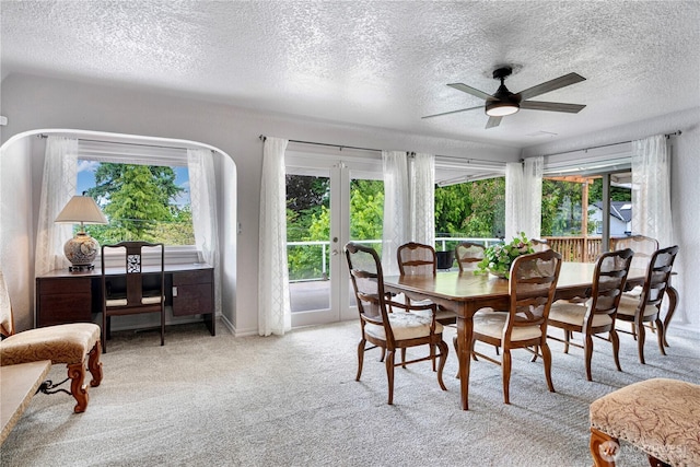 31111 53rd Ave SW, Federal Way, WA 98023 - dining area with a textured ceiling, plenty of natural light, ceiling fan, and carpet floors
