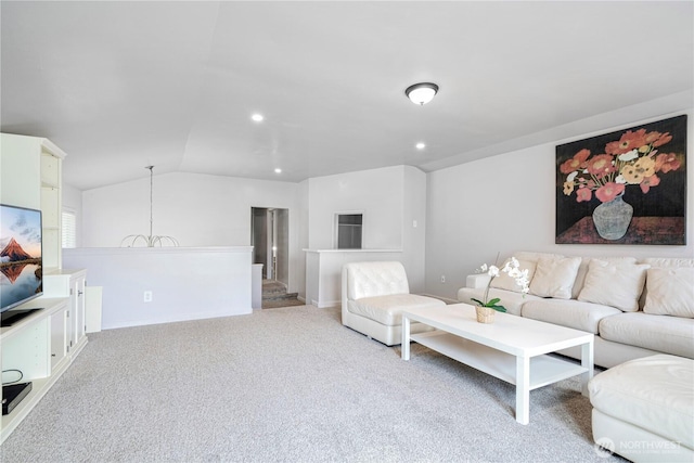 31111 53rd Ave SW, Federal Way, WA 98023 - living area featuring recessed lighting, carpet, and lofted ceiling