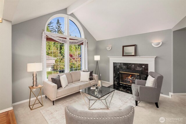 6513 156th Ave SE, Bellevue, WA 98006 - living room with a high end fireplace, baseboards, and plenty of natural light