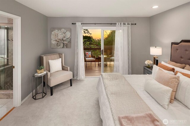 6513 156th Ave SE, Bellevue, WA 98006 - bedroom with access to exterior, carpet flooring, recessed lighting, and baseboards
