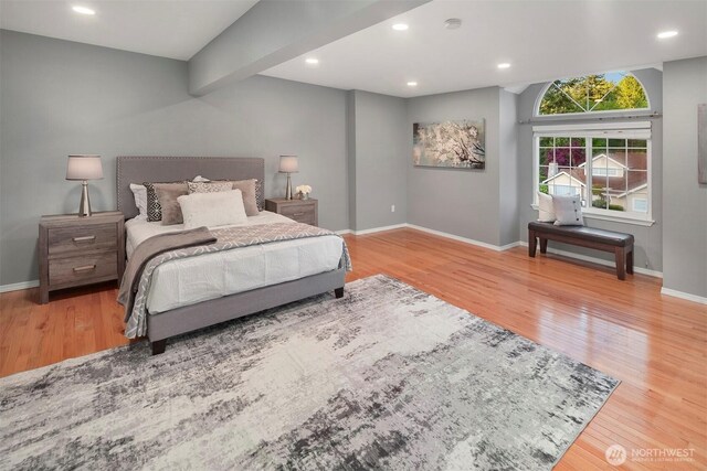 6513 156th Ave SE, Bellevue, WA 98006 - bedroom with wood finished floors, baseboards, and recessed lighting