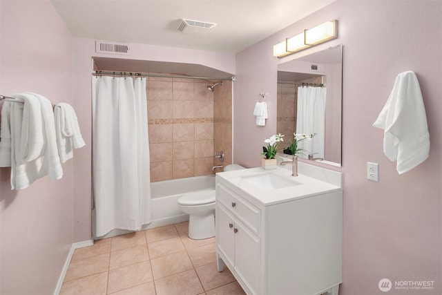 6513 156th Ave SE, Bellevue, WA 98006 - full bath featuring vanity, tile patterned floors, shower / tub combo, toilet, and baseboards