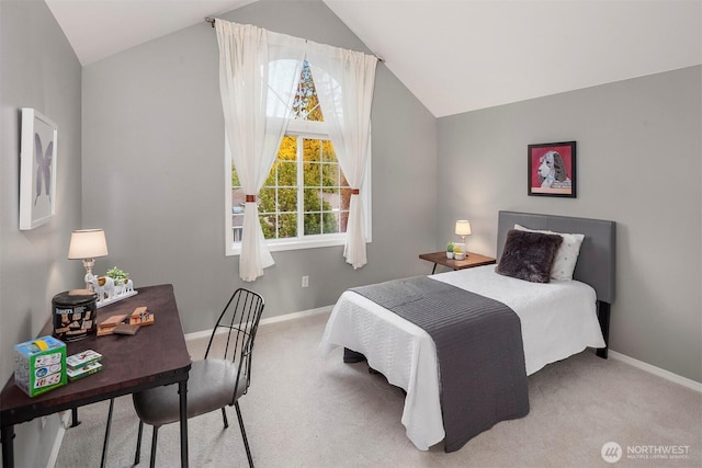 6513 156th Ave SE, Bellevue, WA 98006 - bedroom featuring carpet floors, lofted ceiling, and baseboards
