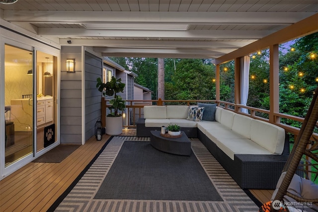 13117 NE 128th Pl NE, Kirkland, WA 98034 - sunroom / solarium with an outdoor living space and beam ceiling