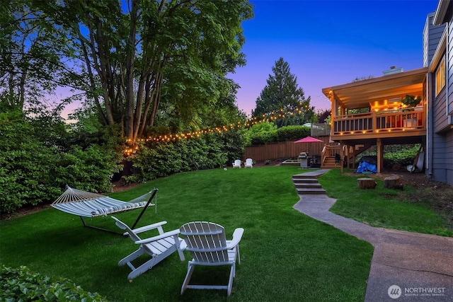 13117 NE 128th Pl NE, Kirkland, WA 98034 - view of yard with a wooden deck and stairs