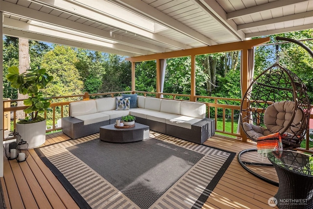 13117 NE 128th Pl NE, Kirkland, WA 98034 - deck featuring an outdoor hangout area and view of scattered trees