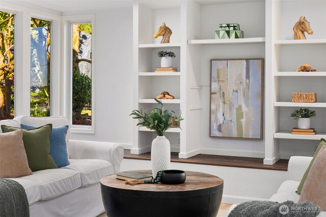 16939 SE 39th St, Bellevue, WA 98008 - living area featuring baseboards and wood finished floors