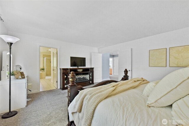 23804 17th Pl W, Bothell, WA 98021 - bedroom featuring carpet floors, a fireplace, and ensuite bath