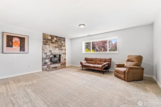 404 Veralene Way SW, Everett, WA 98203 - carpeted living room featuring baseboards and a large fireplace