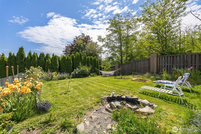5695 Meadow View Dr, Ferndale, WA 98248 - view of yard featuring a fire pit