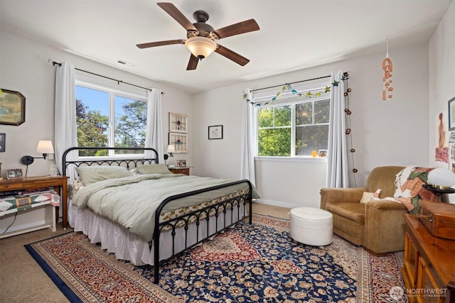5695 Meadow View Dr, Ferndale, WA 98248 - bedroom featuring carpet flooring, a ceiling fan, and baseboards