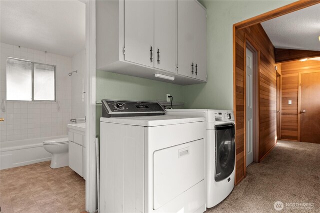 87 Vintin Rd, Carlton, WA 98814 - laundry room featuring washer and dryer and wooden walls