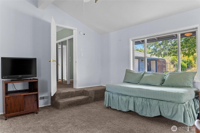 87 Vintin Rd, Carlton, WA 98814 - carpeted bedroom featuring lofted ceiling and baseboards
