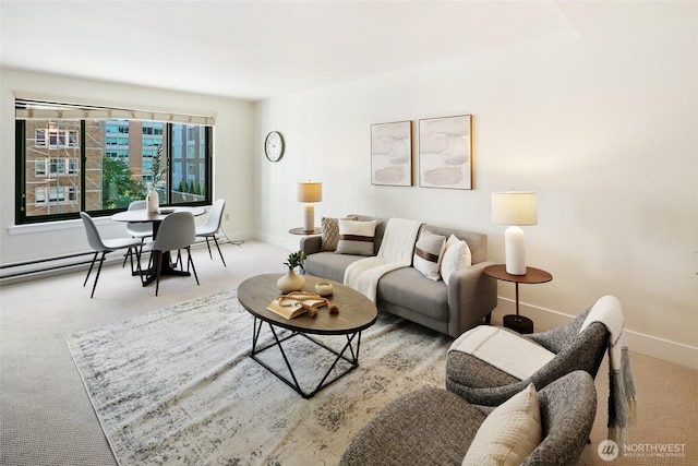 1105 Spring St Unit 712, Seattle, WA 98104 - living area featuring carpet and a baseboard radiator