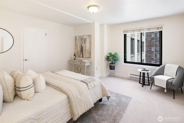 1105 Spring St Unit 712, Seattle, WA 98104 - bedroom with carpet flooring and a baseboard heating unit