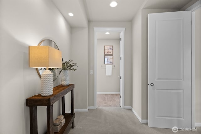 3998 Sawtooth Ct, Gig Harbor, WA 98332 - hall featuring recessed lighting, light carpet, and baseboards
