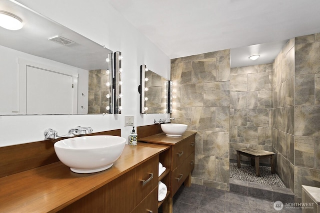11613 SW Shawnee, Vashon, WA 98070 - bathroom with double vanity and walk in shower