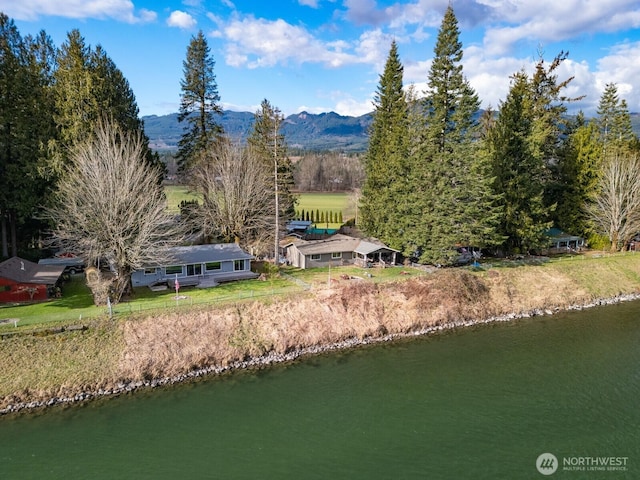 8789 Cedar Ct, Sedro Woolley, WA 98284 - aerial view of property and surrounding area featuring a water and mountain view